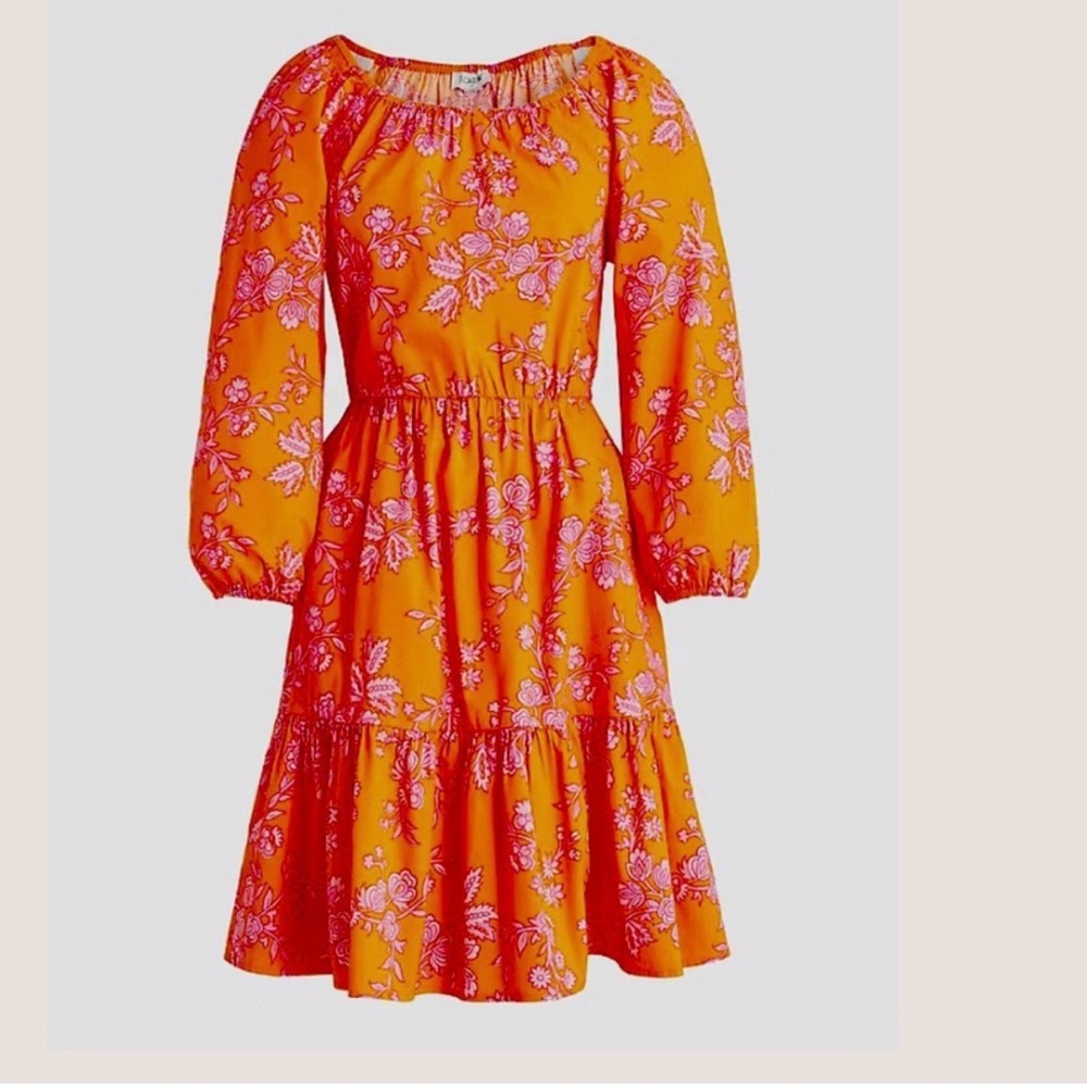 J. Crew Factory Orange Floral Midi Dress